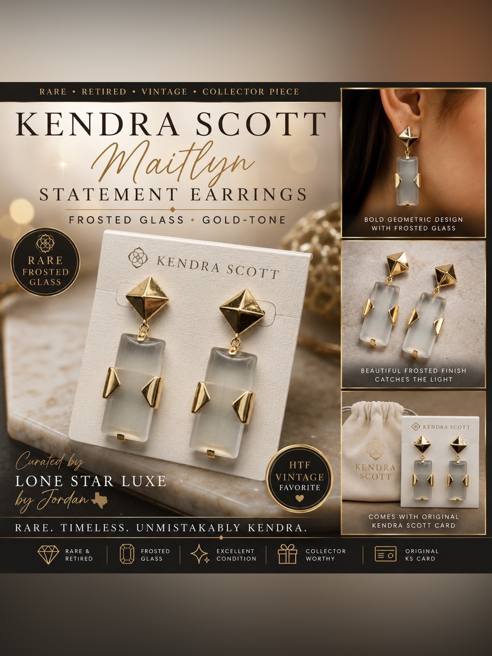 Kendra Scott Maitlyn Frosted Glass Gold-Tone Statement Earrings